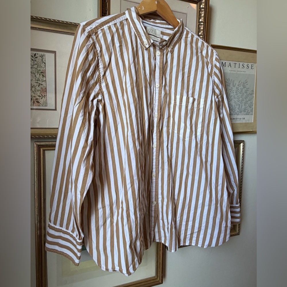 J. Crew Classic-fit washed cotton poplin shirt in stripe 8 - Picture 3 of 8